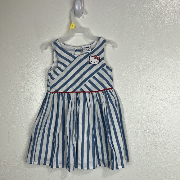 Sanrio Hello Kitty Dress Kids 3T Girls Blue White Stripe Fit Flare Sleeveless - Picture 9 of 9